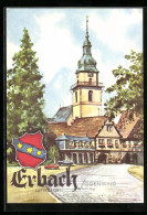 Künstler-AK Erbach I. Odenwald, Ortsansicht Mit Kirche  - Odenwald