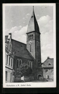 AK Hattersheim A. M., Blick Zur Kathol. Kirche  - Hattersheim