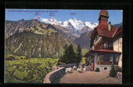 AK Interlaken, Grand Restaurant Harderkulm Mit Eiger, Mönch Und Jungfrau  - Interlaken