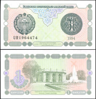 UZBEKISTAN 1 SOM - 1994 - Unc - P.73a Paper Banknote - Oezbekistan