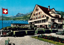 13856695 Beckenried Vierwaldstaettersee NW Hotel Roessli Am See Flagge  - Autres & Non Classés