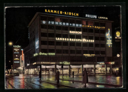 AK Karlsruhe, Kaiserstrasse Bei Nacht  - Karlsruhe