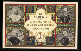 AK Köln, Eucharistischer Kongress 1909, Papst Pius X. Und Weitere Päpste  - Other & Unclassified