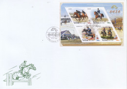 2023 North Korea Stamps The Horse Racing Sheet FDC - Korea (Nord-)