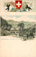 13798815 Rossfall Urnaesch AR Berggasthaus Alpen Wappen Kuenstlerkarte  - Autres & Non Classés