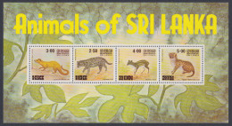 Sri Lanka Ceylon 1981 MNH MS Animals, Animal, Palm Cat, Mouse Deer, Spotted Cat, Fishing Cat, Cats, Miniature Sheet - Sri Lanka (Ceilán) (1948-...)