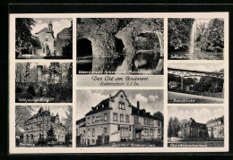 AK Rabenstein /Sa., Gasthaus Goldener Löwe, Bahnbrücke, Unterirdische Felsendome - Marmorsaal  - Andere & Zonder Classificatie