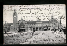 AK Wiesbaden, Hauptbahnhof Mit Strassenbahn  - Wiesbaden