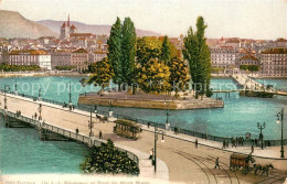 13733425 Geneve GE Ile J.J.Rousseau Et Pont Du Mont-Blanc Strassenbahn Geneve GE - Other & Unclassified