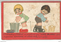 CA / Vintage / CPA Humour Enfants LION NOIR SAVON LESSIVE // MARCHEVILLE Par FRESNES En WOEVRE // MALLET - Tarjetas Humorísticas