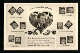 AK Briefmarkensprache, Mein Glück Bist Du Allein  - Stamps (pictures)