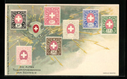 Lithographie Die Alten Telegraphenmarken Der Schweiz, Wappen Der Schweiz  - Postzegels (afbeeldingen)
