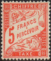 France N° Taxe  66 ** Au Type Duval De 1891 Le 5f Rouge-orange - 1960-.... Postfris