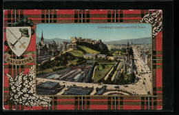 Pc Edinburgh, Castle And Old Town, Wappen Von Macgregor, Passepartout  - Sonstige & Ohne Zuordnung