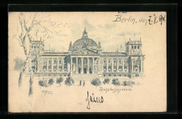 Lithographie Berlin-Tiergarten, Fassade Des Reichstagsgebäude  - Tiergarten