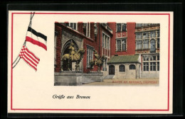 AK Bremen, Ritter Am Rathaus, Südfront, Reichsfarben  - Bremen