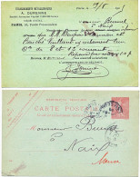 PARIS ENTIER POSTAL REPIQUE 1905 REPIQUAGE ET. METALLURGIQUES A. DURENNE - 1877-1920: Semi-Moderne