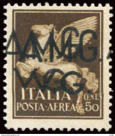 AMG. VG. - Posta Aerea Cent. 50  Varietà Doppia Soprastampa - Nuovi