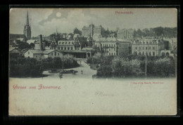 Mondschein-AK Flensburg, Promenade Mit Umgebung  - Flensburg