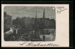 Mondschein-AK Alt-Hamburg, Fleet Und Lollenbrücke  - Altri & Non Classificati