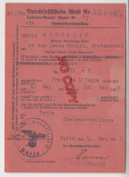 Fixe France WW2 Laissez Passer Ouest Demarkationslinie Châteauroux Vierzon Paris 5 Mai 1942 - 1939-45