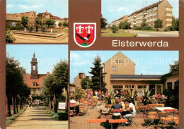 73656117 Elsterwerda Wappenbrunnen Am Markt Strasse Des Aufbaues Schloss EisCafe - Elsterwerda