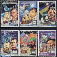 Comoros 1992 Explorers 6v, Mint NH, History - Transport - Explorers - Aircraft & Aviation - Ships And Boats - Space Ex.. - Exploradores