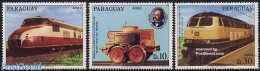 Paraguay 1986 Locomotives 3v, Mint NH, Transport - Railways - Trenes