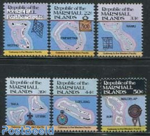 Marshall Islands 1985 Island Maps 6v, Mint NH, Various - Maps - Aardrijkskunde