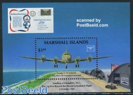 Marshall Islands 1986 Ameripex S/s, Mint NH, Transport - Stamps On Stamps - Aircraft & Aviation - Stamps On Stamps