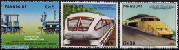 Paraguay 1985 Railways 3v, Mint NH, Transport - Railways - Eisenbahnen