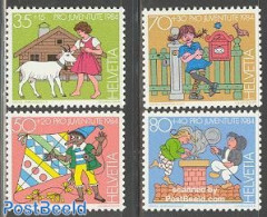 Switzerland 1984 Pro Juventute 4v, Mint NH, Nature - Sport - Animals (others & Mixed) - Kiting - Art - Children's Book.. - Ungebraucht