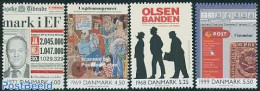 Denmark 2000 20th Century Events 4v, Mint NH, History - Performance Art - Science - Newspapers & Journalism - Movie St.. - Neufs