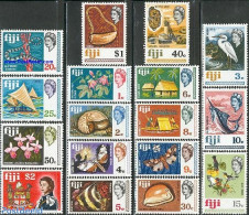 Fiji 1969 Definitives 17v, Mint NH, History - Nature - Transport - Coat Of Arms - Birds - Butterflies - Fish - Flowers.. - Peces