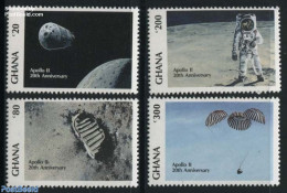 Ghana 1989 Moonlanding Anniversary 4v, Mint NH, Transport - Space Exploration - Other & Unclassified