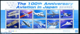 Japan 2010 Aviation 10v M/s, Mint NH, Transport - Aircraft & Aviation - Unused Stamps