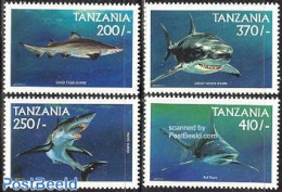 Tanzania 1999 Sharks 4v, Mint NH, Nature - Fish - Sharks - Fishes