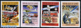 Guinea, Republic 2005 Fire Fighters, Satellites 4v, Mint NH, Transport - Automobiles - Concorde - Fire Fighters & Prev.. - Automobili