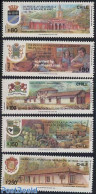 Chile 1992 Cities 5v, Mint NH, History - Nature - Coat Of Arms - Wine & Winery - Art - Architects - Handicrafts - Wines & Alcohols