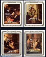 Niue 1981 Christmas, Rembrandt 4 S/s, Mint NH, Religion - Christmas - Art - Paintings - Rembrandt - Navidad