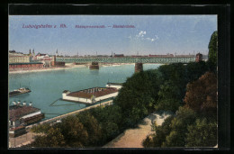 AK Ludwigshafen A. Rh., Rheinpromenade Mit Rheinbrücke  - Ludwigshafen