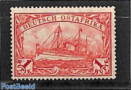 Germany, Colonies 1905 1R, Ostafrika, 25:17, Stamp Out Of Set, Unused (hinged), Transport - Ships And Boats - Bateaux