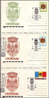 1991 Moldova Moldavie 3 Рostcards   525 Years Of Chisinau  Special Cancellations. The First Postage Stamps. #1,2,3. - Moldavie