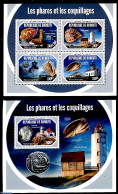 Djibouti 2018 Lighthouses & Shells 2 S/s, Mint NH, Nature - Various - Shells & Crustaceans - Lighthouses & Safety At Sea - Vie Marine