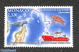 Monaco 2022 Indian Ocean Expedition 1v, Mint NH, Nature - Transport - Various - Reptiles - Sea Mammals - Turtles - Shi.. - Unused Stamps