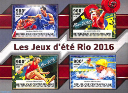 Central Africa 2016 Olympic Summer Games 4v M/s, Mint NH, Sport - Boxing - Olympic Games - Swimming - Weightlifting - Boxen