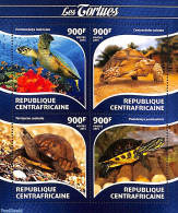 Central Africa 2015 Turtles 4v M/s, Mint NH, Nature - Reptiles - Turtles - República Centroafricana