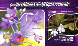 Central Africa 2015 Orchids S/s, Mint NH, Nature - Flowers & Plants - Orchids - Zentralafrik. Republik