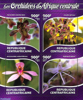 Central Africa 2015 Orchids 4v M/s, Mint NH, Nature - Flowers & Plants - Orchids - Centrafricaine (République)