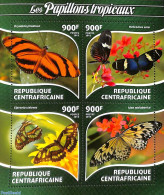 Central Africa 2015 Butterflies 4v M/s, Mint NH, Nature - Butterflies - Centraal-Afrikaanse Republiek